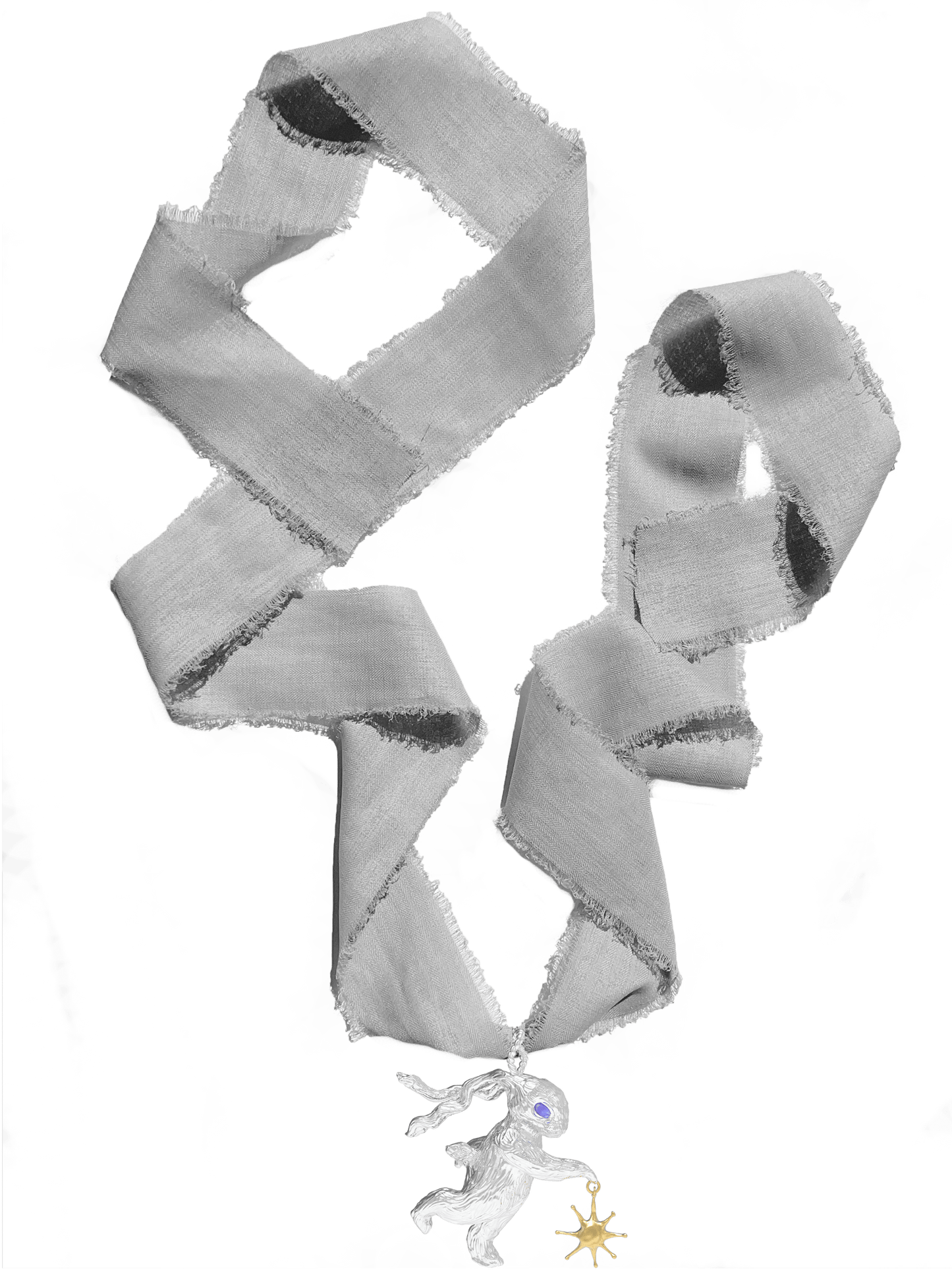 Grey Silver Rabbit Solo Dance Necklace-Ancient Future-APOC STORE