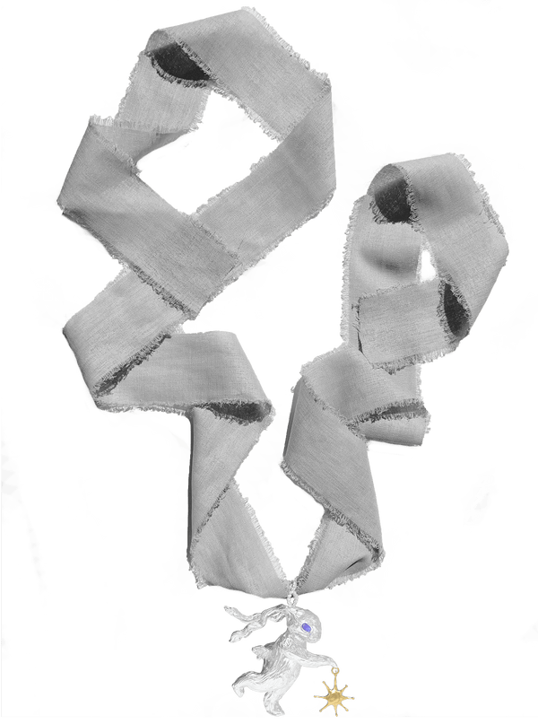 Grey Silver Rabbit Solo Dance Necklace-Ancient Future-APOC STORE