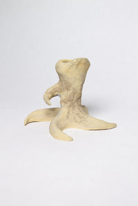 Beige candle holder with butterfly candle-Cléo SJölander-APOC STORE
