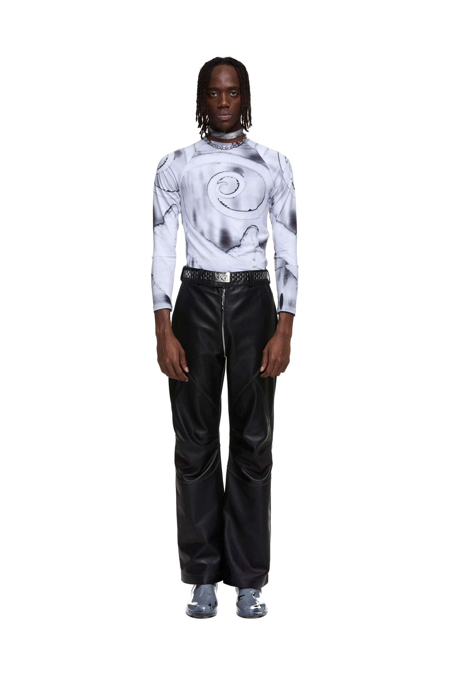 Panneled Leather Biker Pants-XIMONLEE-APOC STORE
