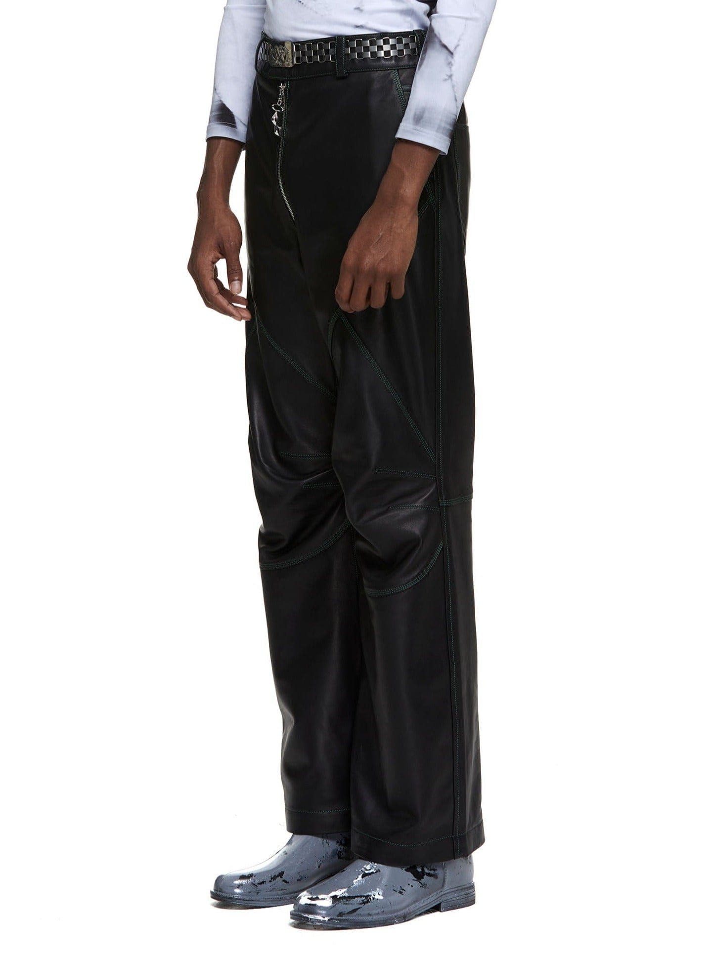 Panneled Leather Biker Pants-XIMONLEE-APOC STORE