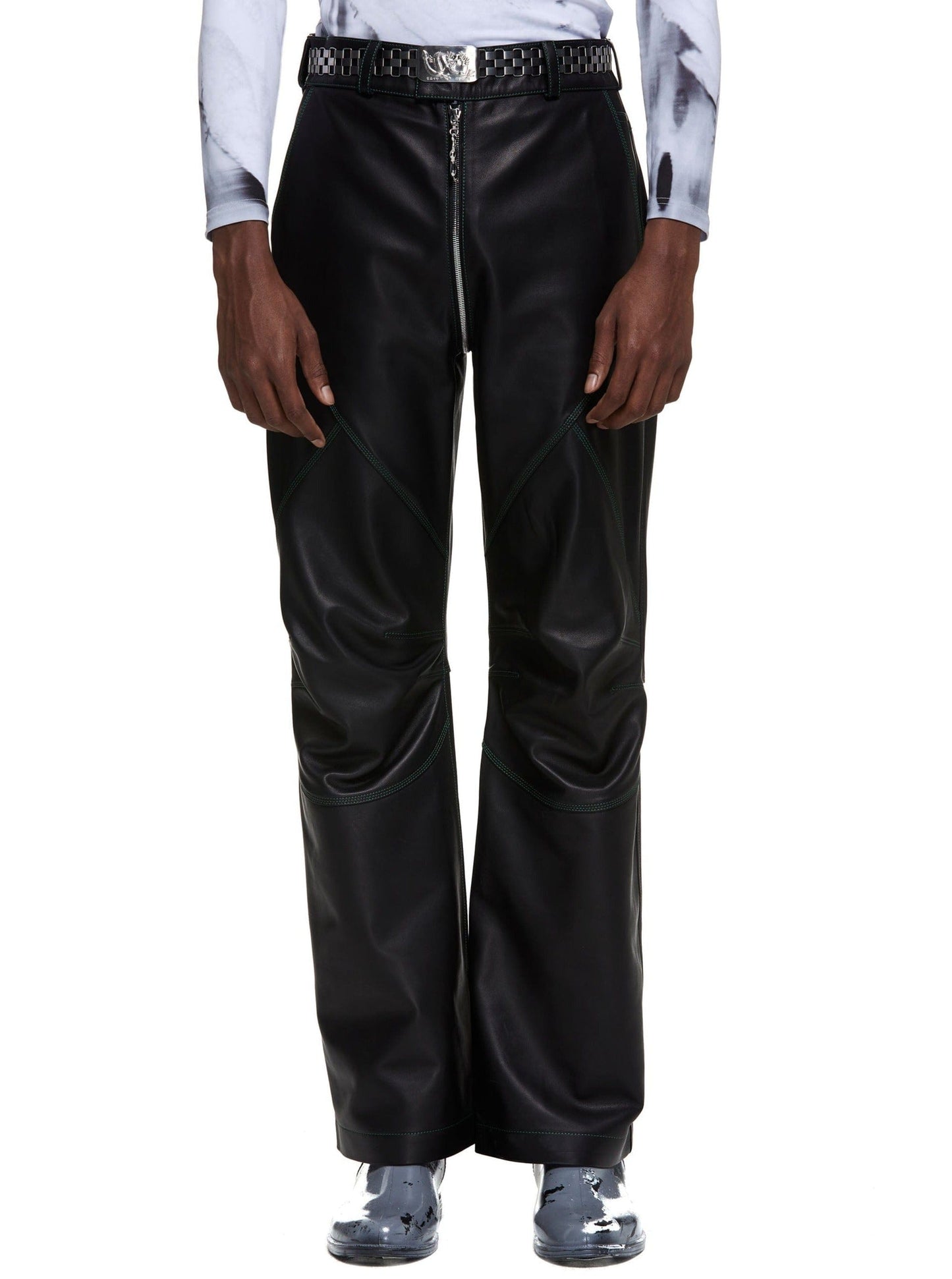 Panneled Leather Biker Pants-XIMONLEE-APOC STORE