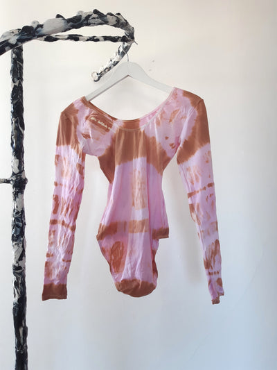 Hand Dyed Bodysuit Brown Pink-Celia Calderón Asensio-APOC STORE