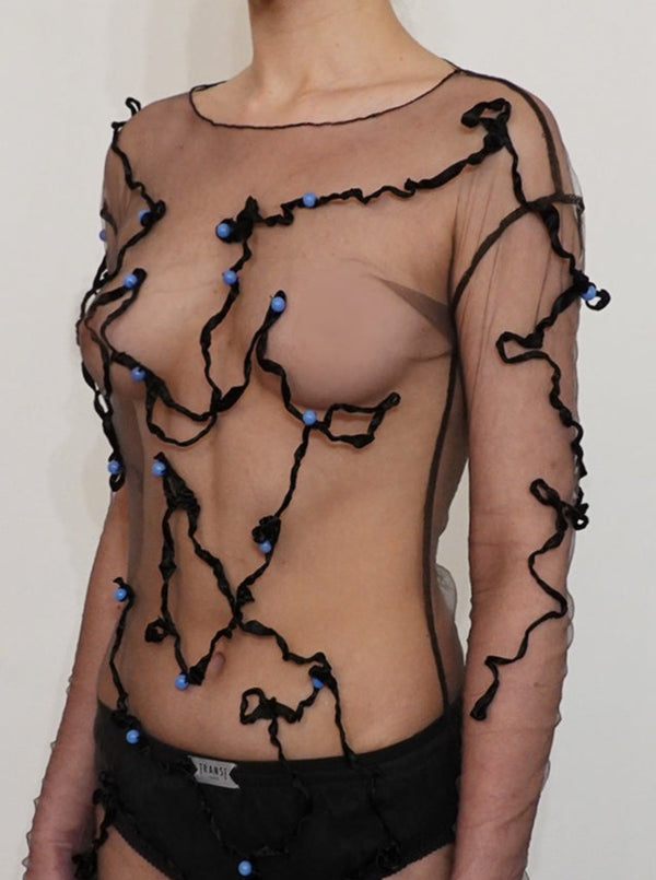 Transparent Dress With Luminous Stones-TRANSE PARIS-APOC STORE