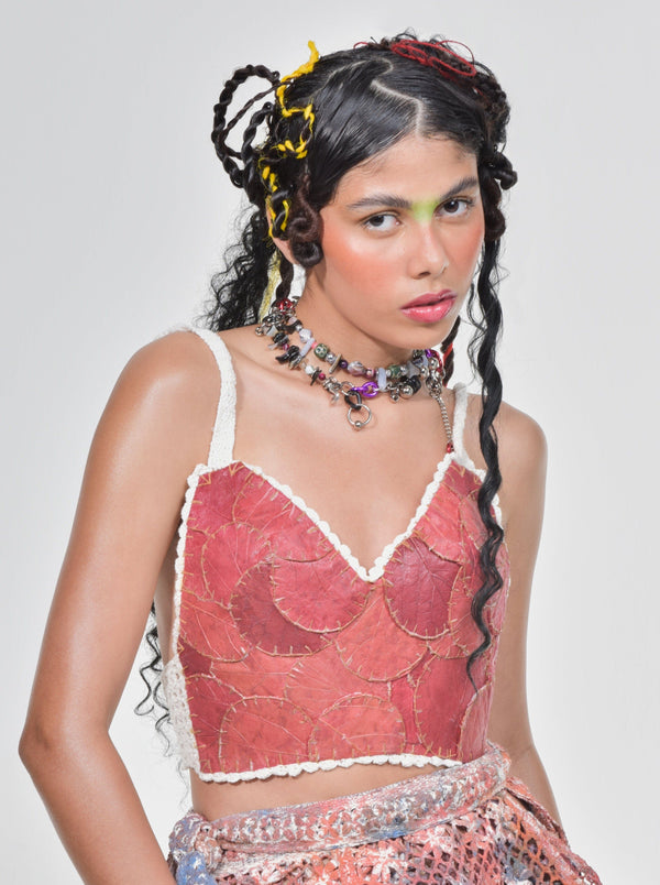 Cerise Alëant Leaf Crochet Tank-VEREDAS-APOC STORE