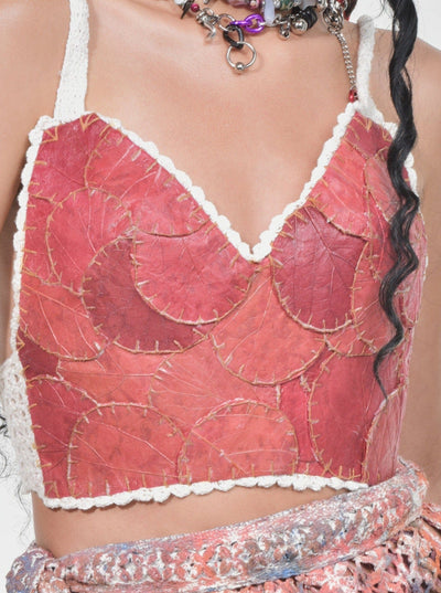 Cerise Alëant Leaf Crochet Tank-VEREDAS-APOC STORE