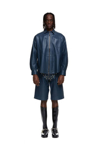 Leather Zip Shirt Jacket-XIMONLEE-APOC STORE