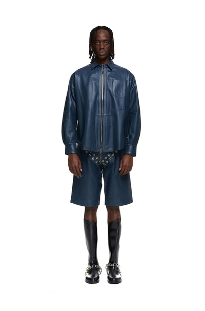 Leather Zip Shirt Jacket-XIMONLEE-APOC STORE