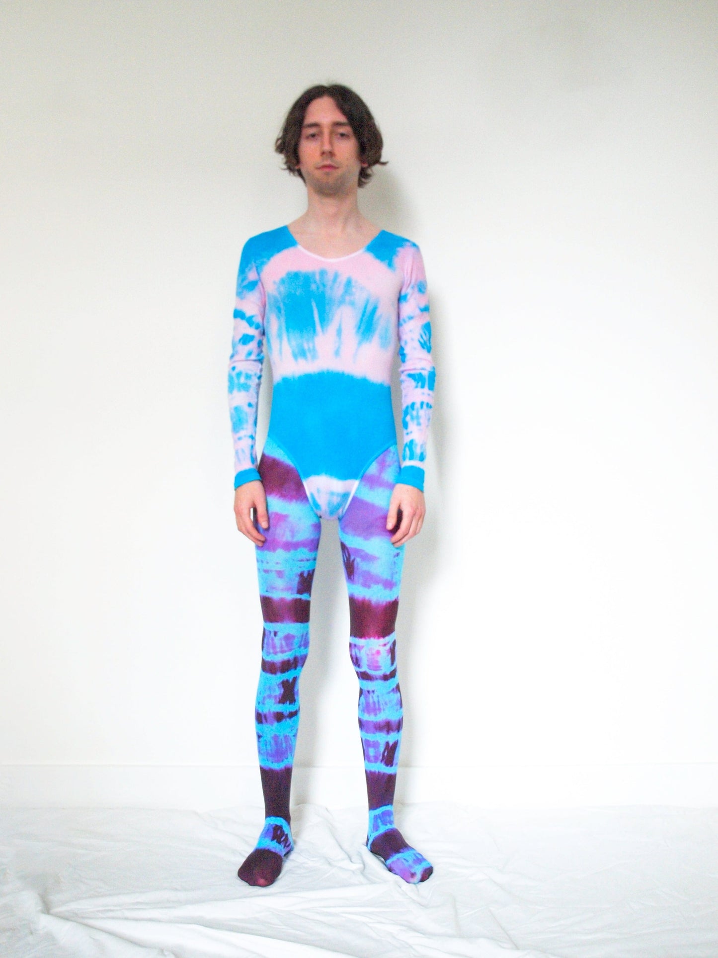 Hand Dyed Bodysuit Blue Pink-Celia Calderón Asensio-APOC STORE