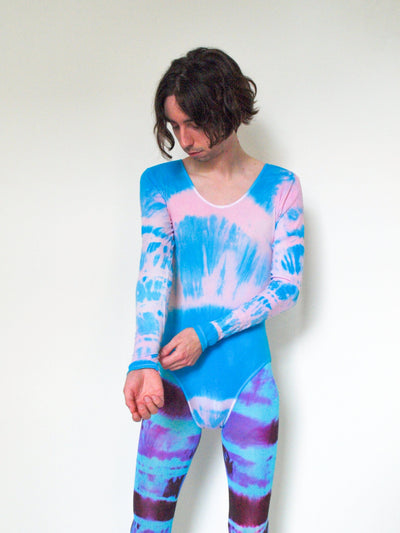 Hand Dyed Bodysuit Blue Pink-Celia Calderón Asensio-APOC STORE