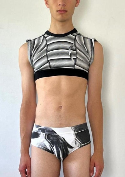 Black & White Micro Stripe Underwear Crop - Top 1 of 1-Pip Paz-Howlett-APOC STORE