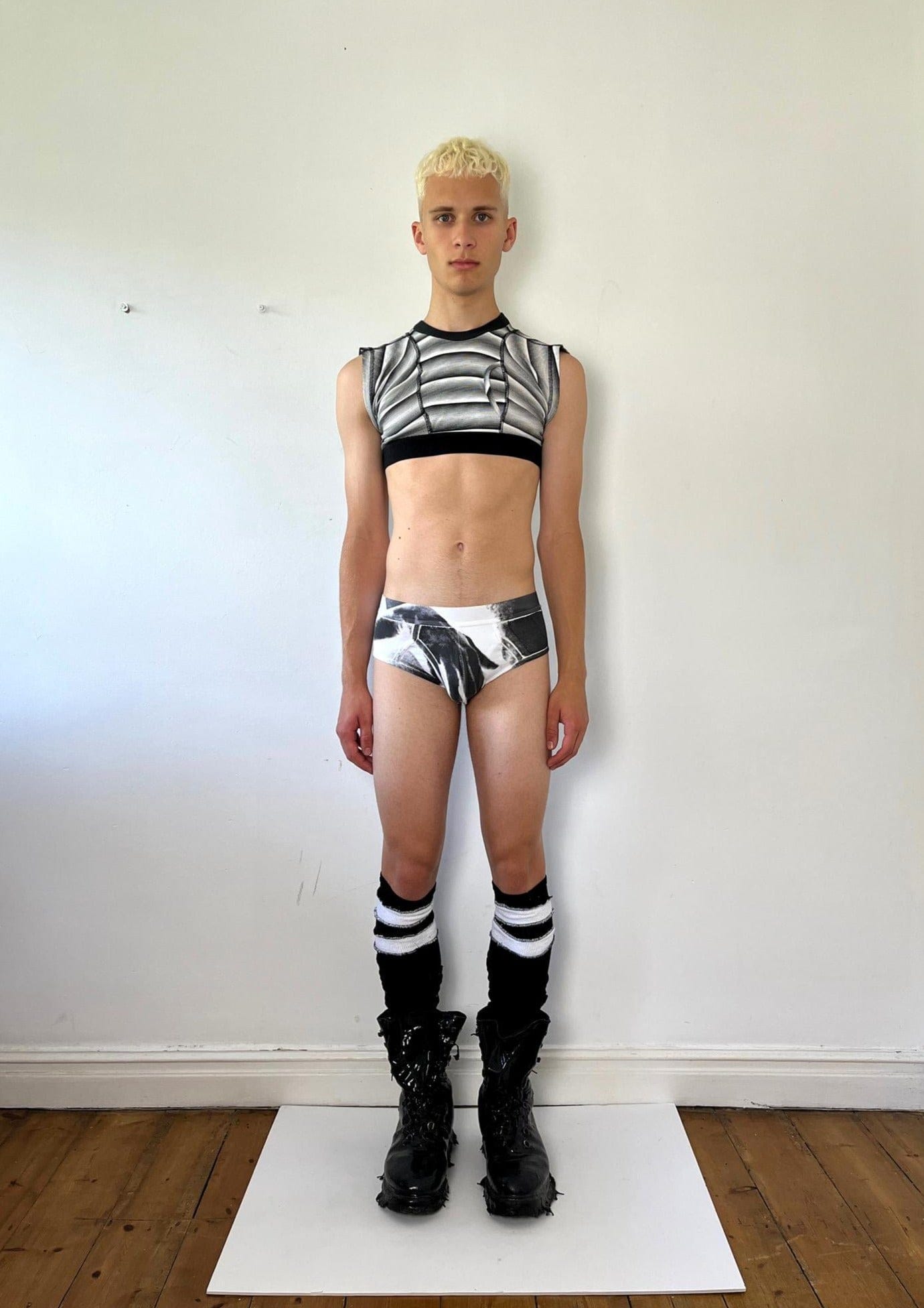 Black & White Micro Stripe Underwear Crop - Top 1 of 1-Pip Paz-Howlett-APOC STORE