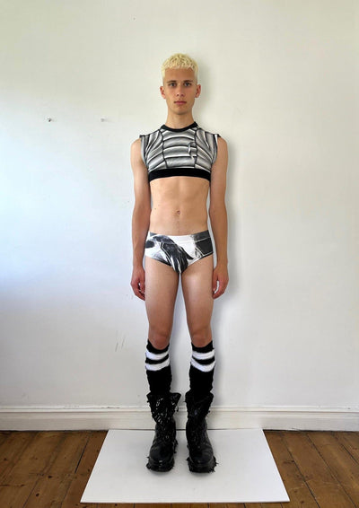 Black & White Micro Stripe Underwear Crop - Top 1 of 1-Pip Paz-Howlett-APOC STORE
