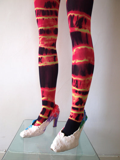 Hand Dyed Tights Pink Multicolour-Celia Calderón Asensio-APOC STORE