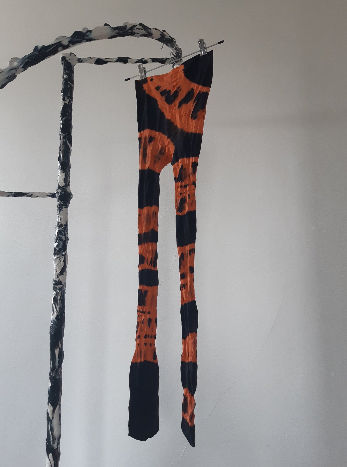 Hand Dyed Tights Orange Black-Celia Calderón Asensio-APOC STORE