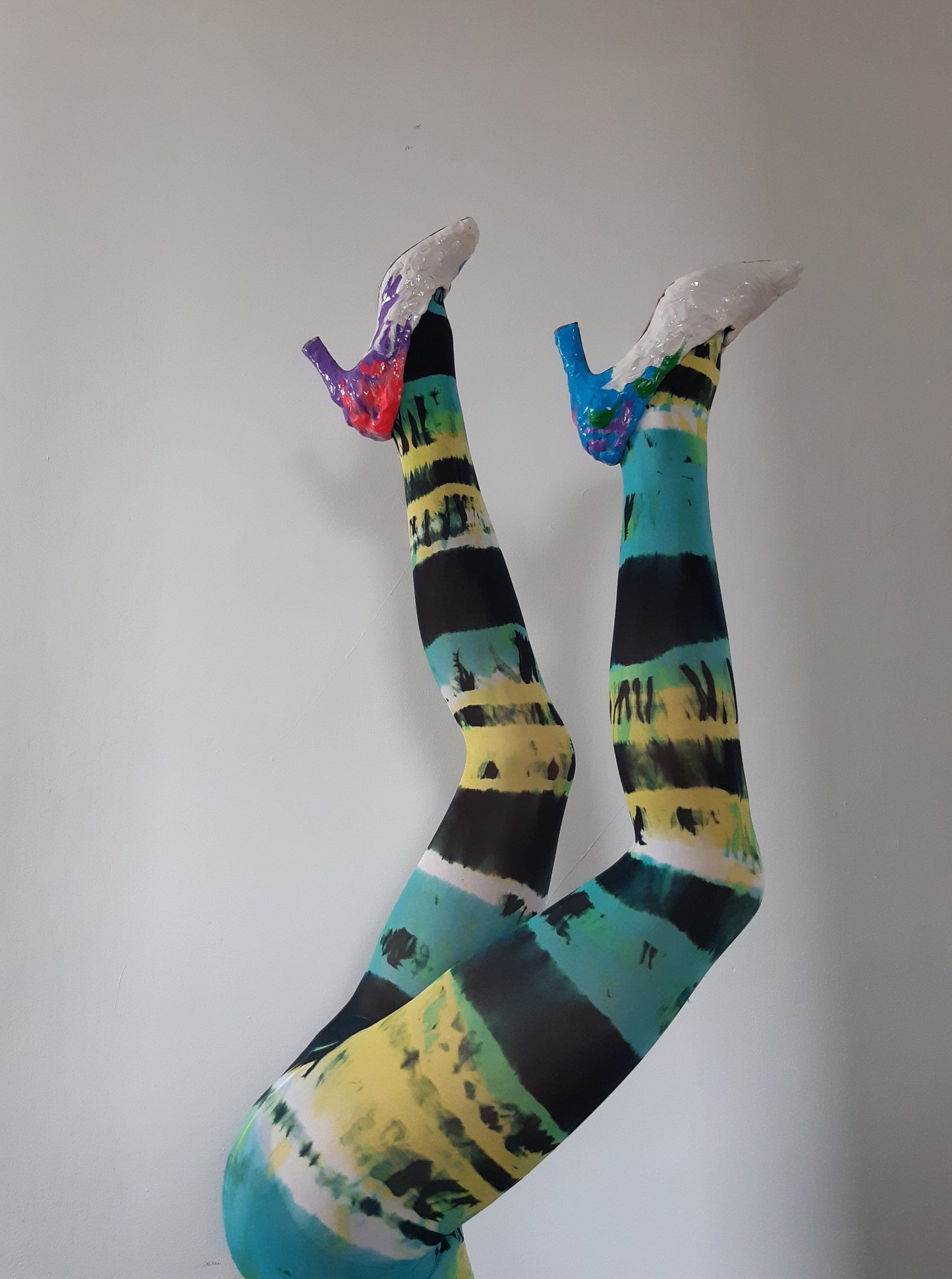 Hand Dyed Tights Green Multicolour-Celia Calderón Asensio-APOC STORE