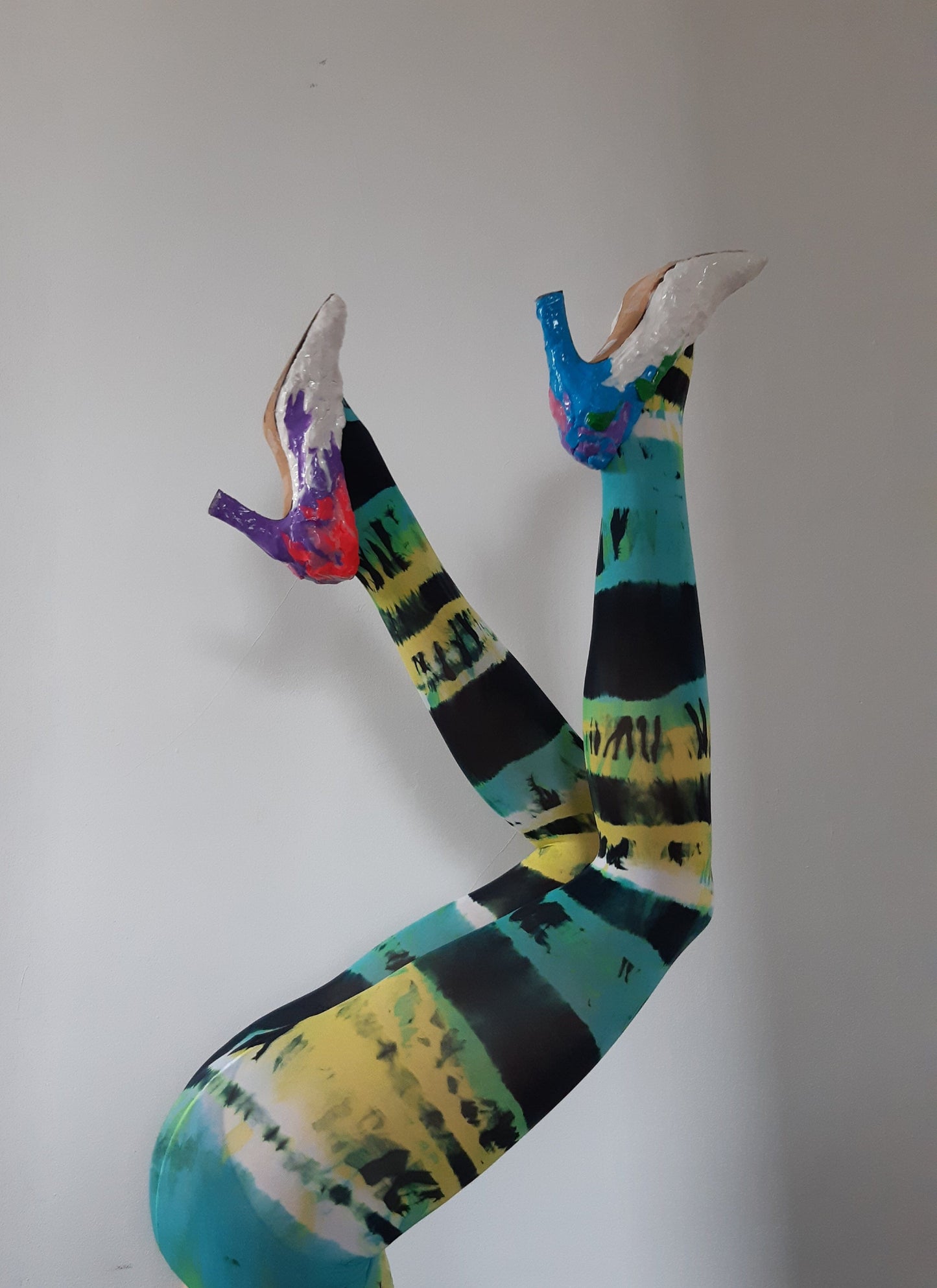 Hand Dyed Tights Green Multicolour-Celia Calderón Asensio-APOC STORE