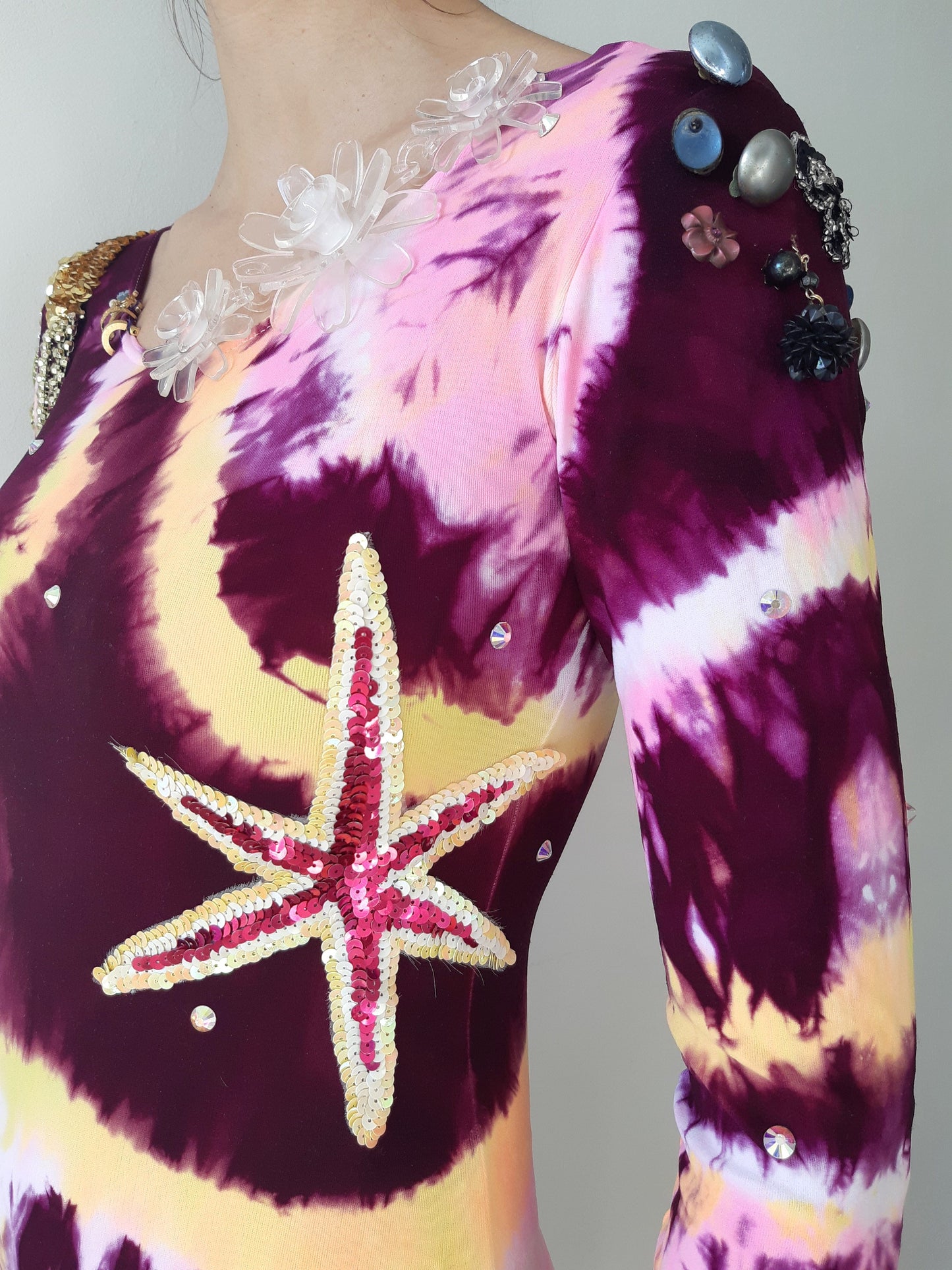 Embroidered Hand Dyed Bodysuit 2 Pink Multicolour-Celia Calderón Asensio-APOC STORE