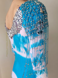 Embroidered Hand Dyed Bodysuit 1 Blue Multicolour-Celia Calderón Asensio-APOC STORE