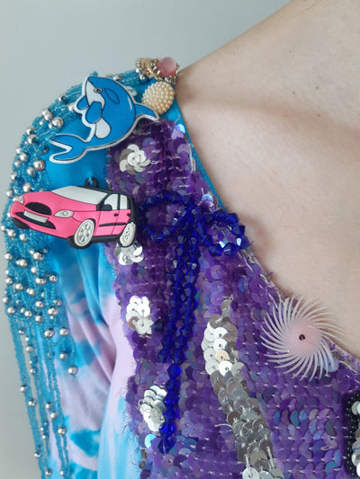 Embroidered Hand Dyed Bodysuit 1 Blue Multicolour-Celia Calderón Asensio-APOC STORE