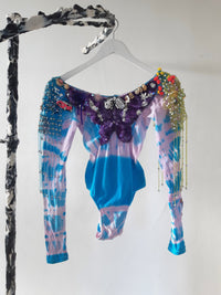 Embroidered Hand Dyed Bodysuit 1 Blue Multicolour-Celia Calderón Asensio-APOC STORE