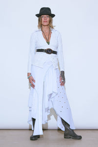 Embroidered Diagonal Skirt w/ Green Overlock-Luna Del Pinal-APOC STORE
