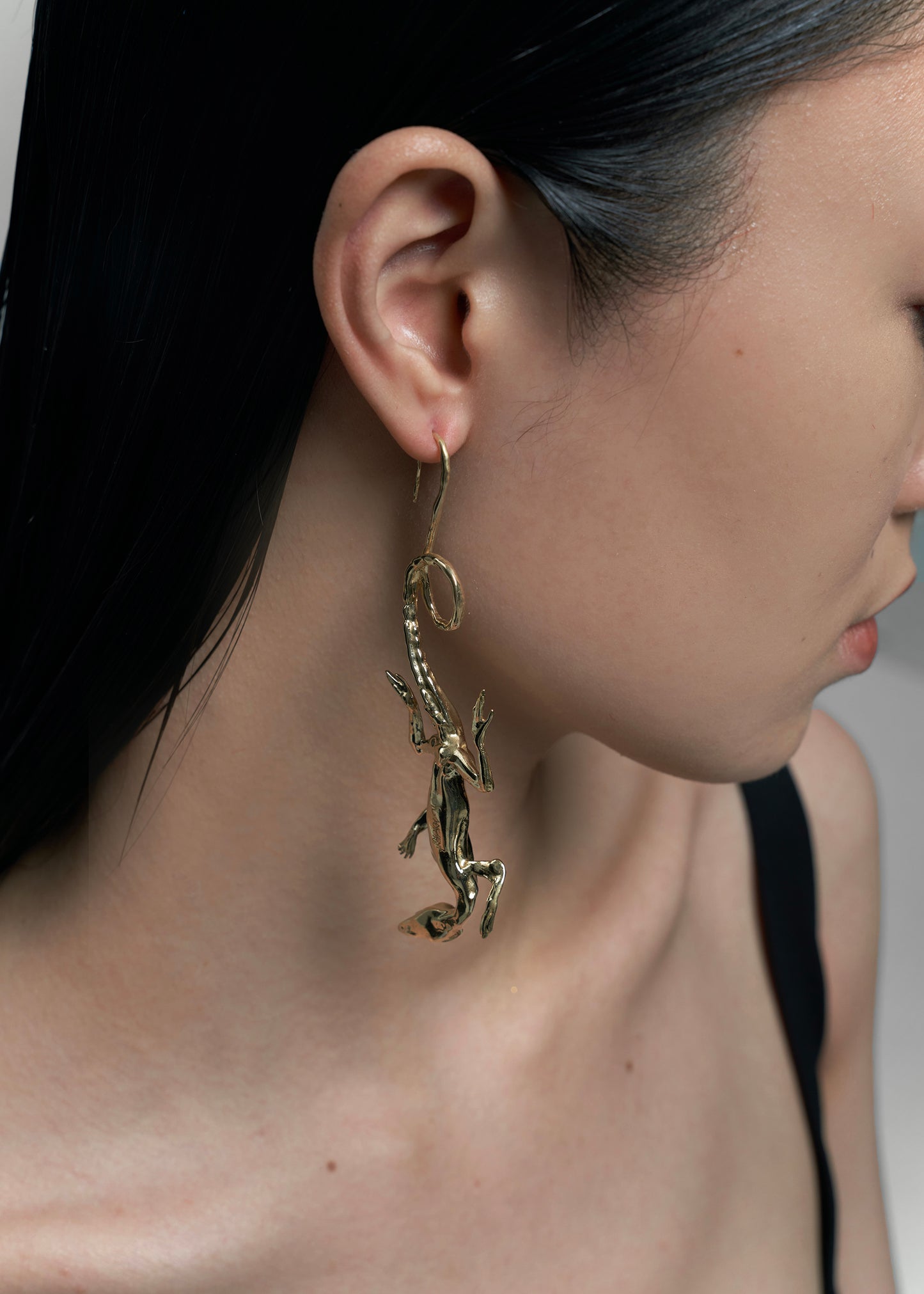 Brass Grass Lizard Earrings-Ancient Future-APOC STORE