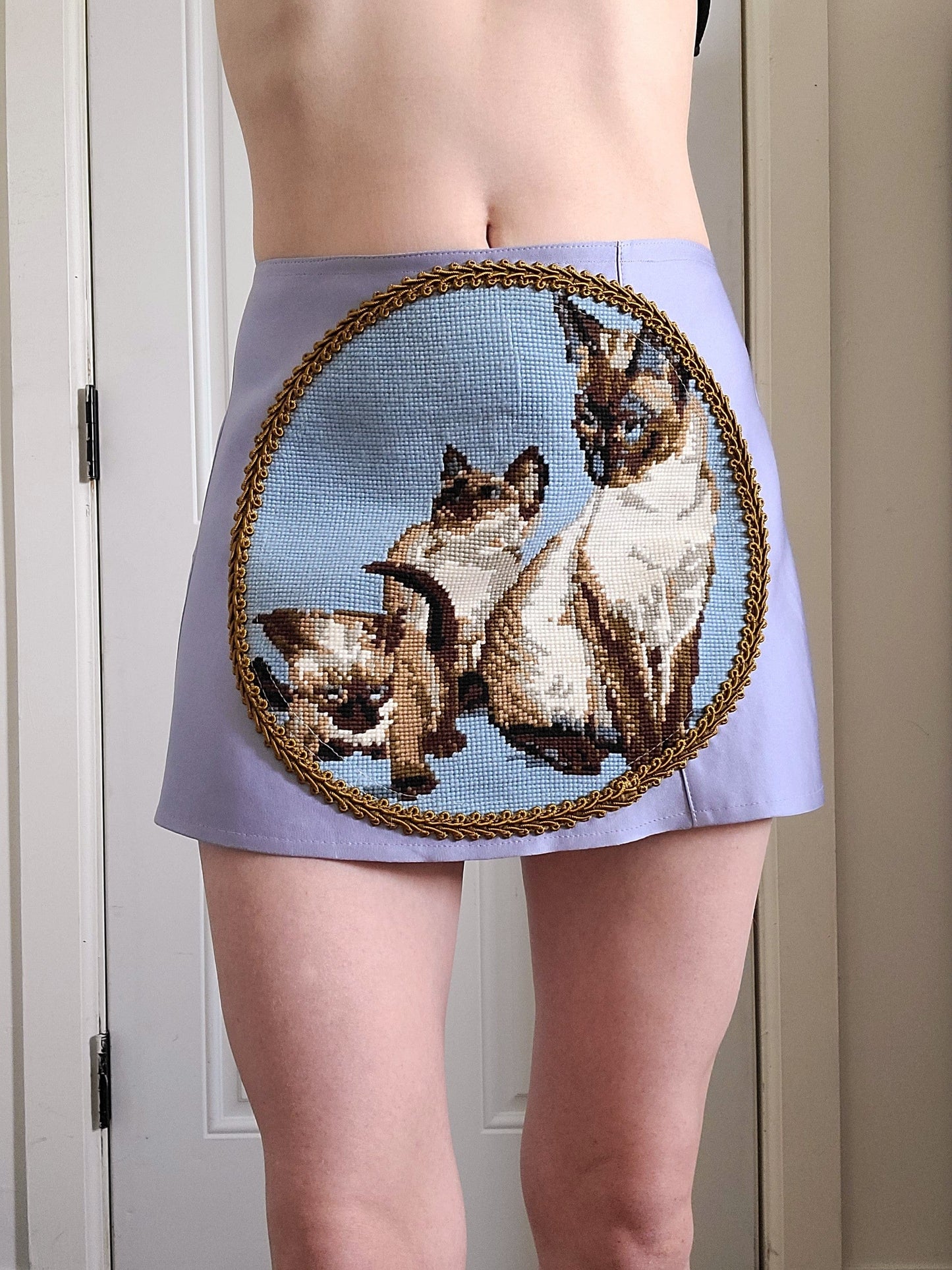 Siamese Cat Needlepoint Skirt-Kristin Mallison-APOC STORE