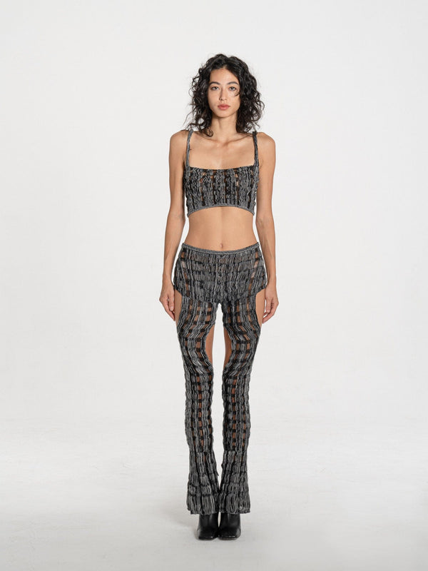 Hand Knit Grid Cut-out Trouser-July Li-APOC STORE