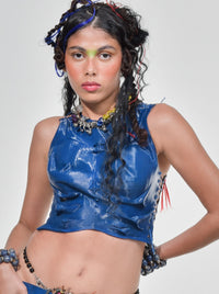 Deep Blue Torax Latex Top-VEREDAS-APOC STORE