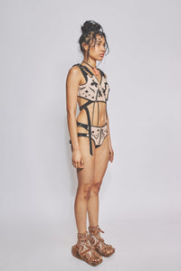 Veg-Tan Leather Bra Black-VEREDAS-APOC STORE