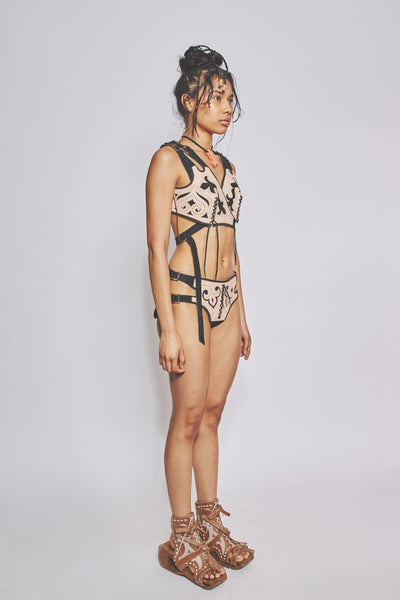 Veg-Tan Leather Bra Black-VEREDAS-APOC STORE