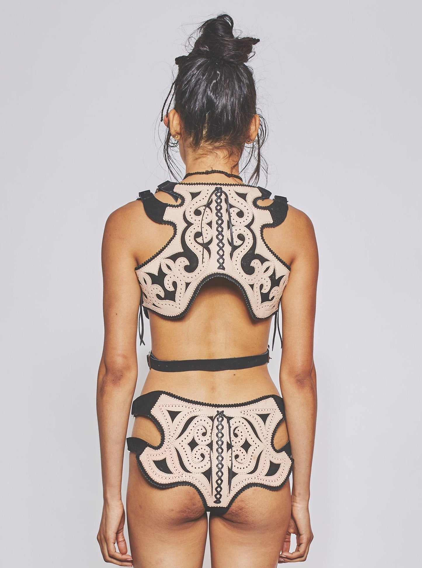 Veg-Tan Leather Bra Black-VEREDAS-APOC STORE
