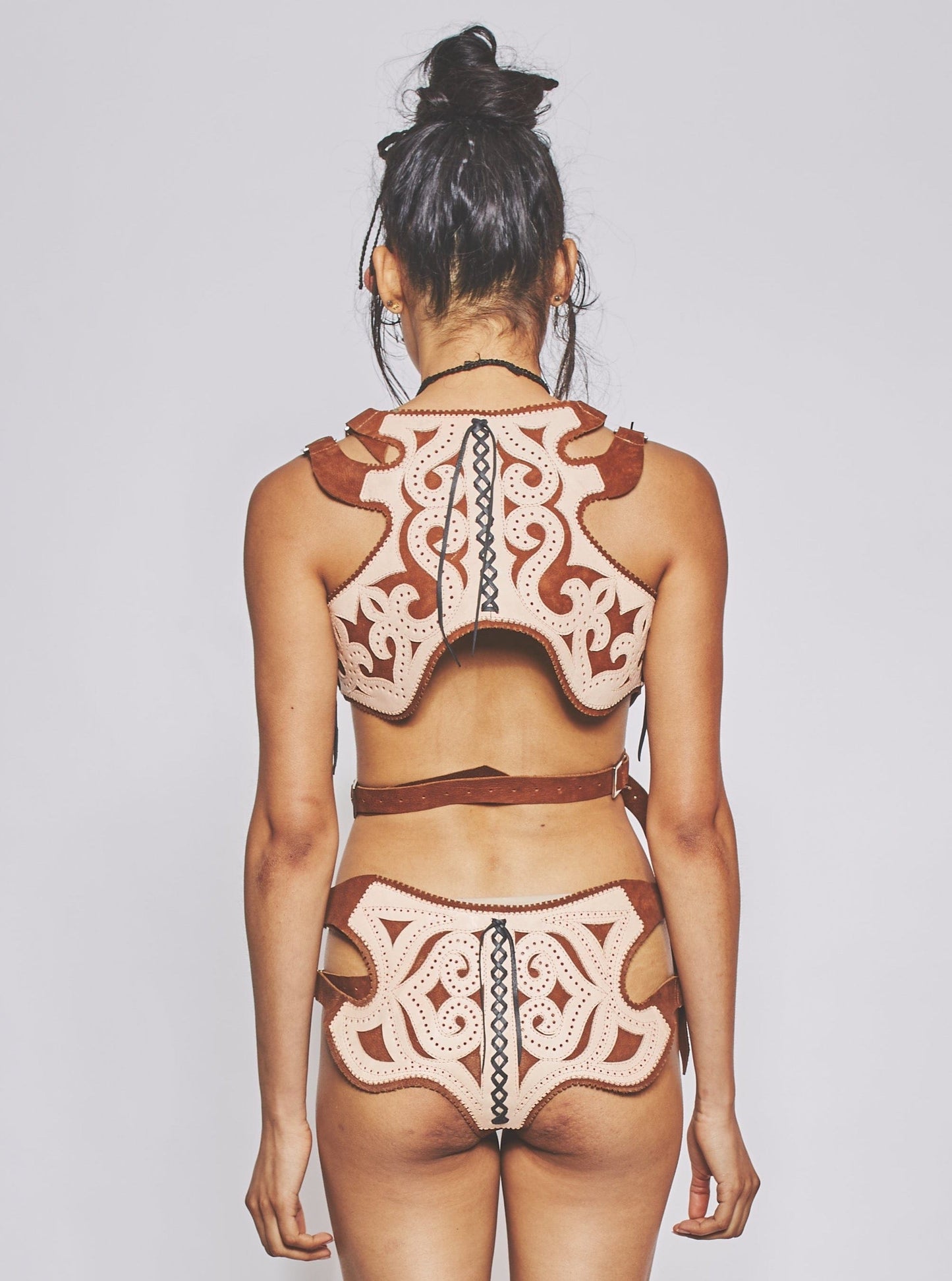 Veg-Tan Leather Bra Brown-VEREDAS-APOC STORE