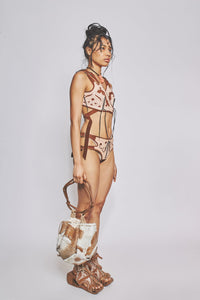 Veg-Tan Leather Bra Brown-VEREDAS-APOC STORE