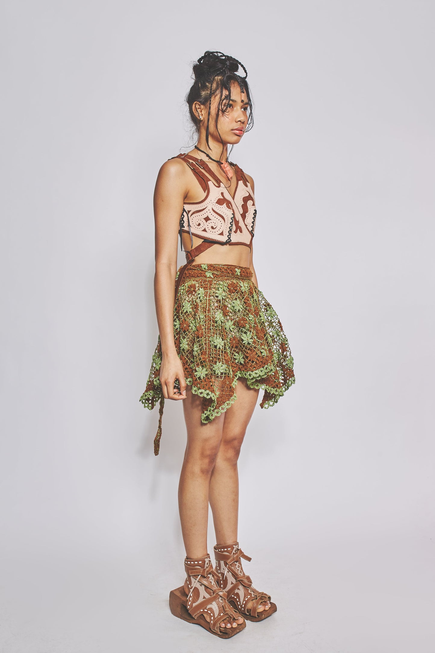 Pixie Skirt - Brown Green-VEREDAS-APOC STORE