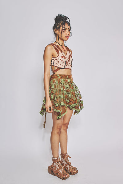 Pixie Skirt - Brown Green-VEREDAS-APOC STORE