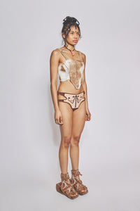 Goat Hide Corset Brown-VEREDAS-APOC STORE
