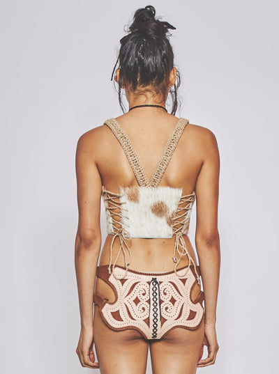 Goat Hide Corset Brown-VEREDAS-APOC STORE