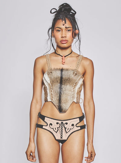 Goat Hide Corset Grey-VEREDAS-APOC STORE