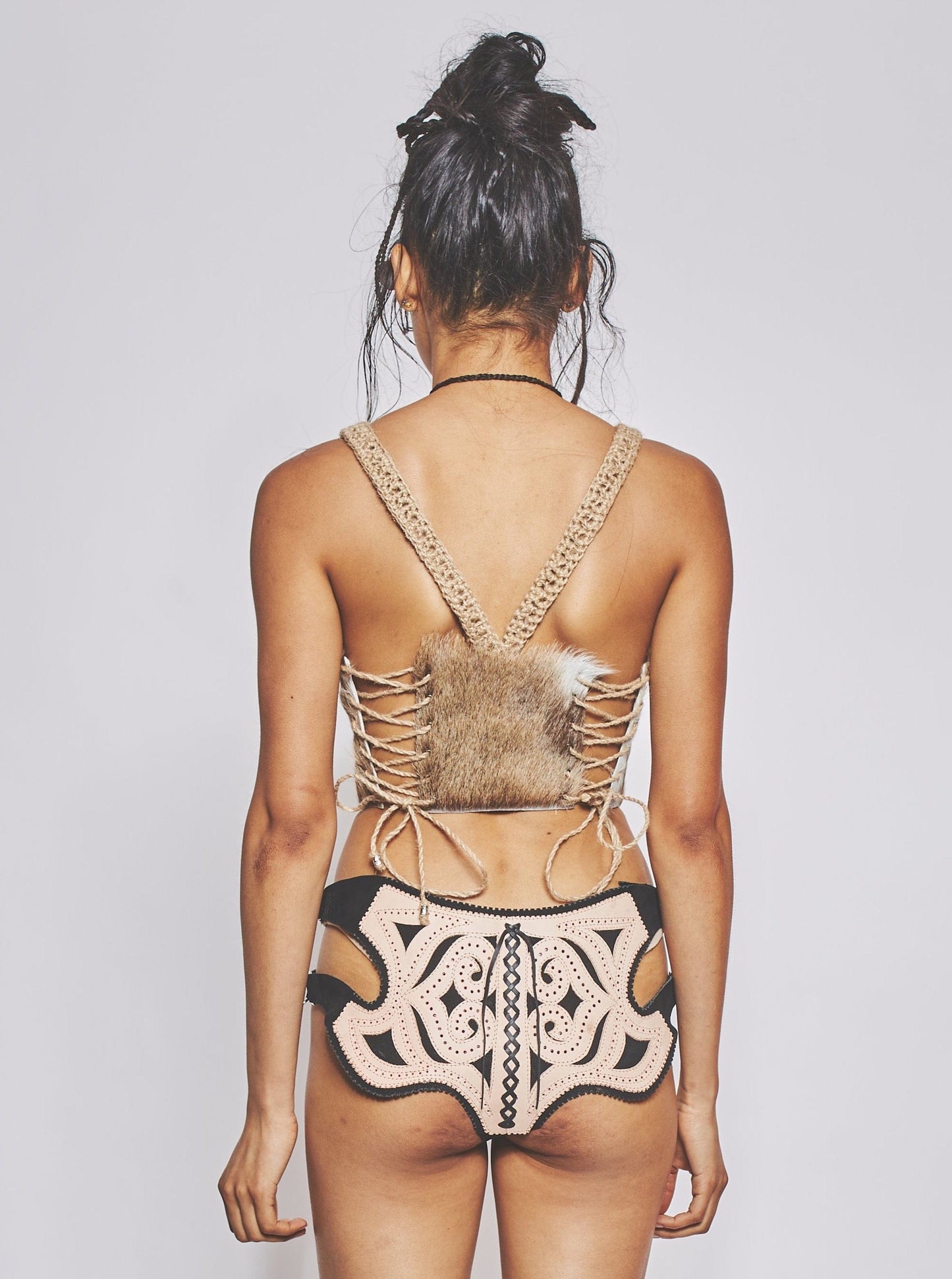 Goat Hide Corset Grey-VEREDAS-APOC STORE