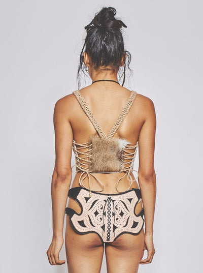 Goat Hide Corset Grey-VEREDAS-APOC STORE
