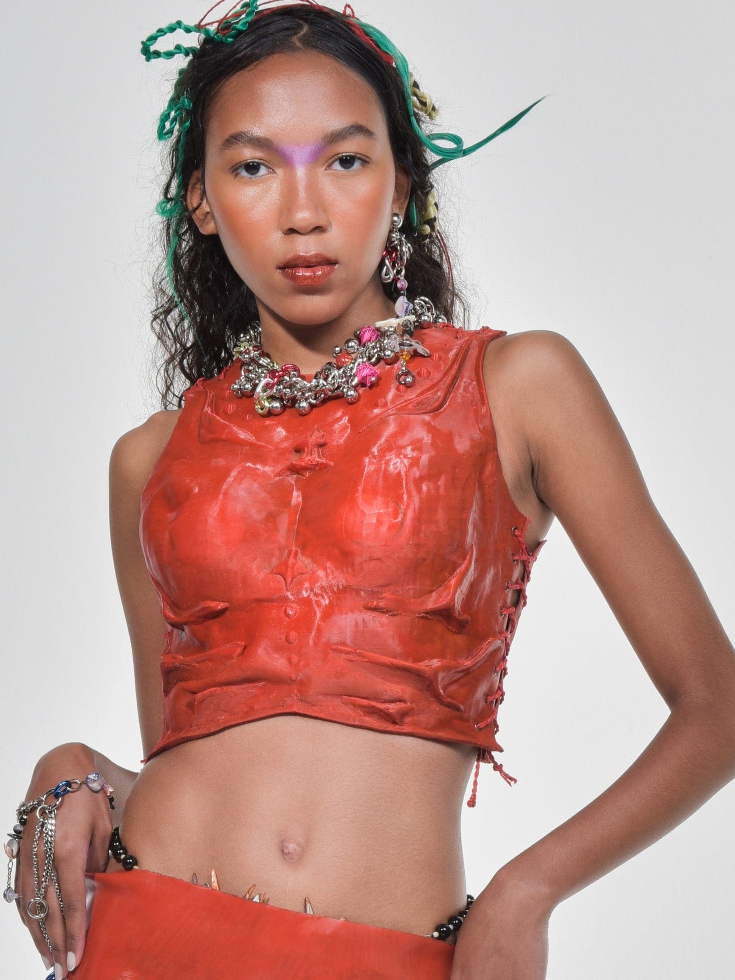 Crimson Red Torax Latex Top-VEREDAS-APOC STORE