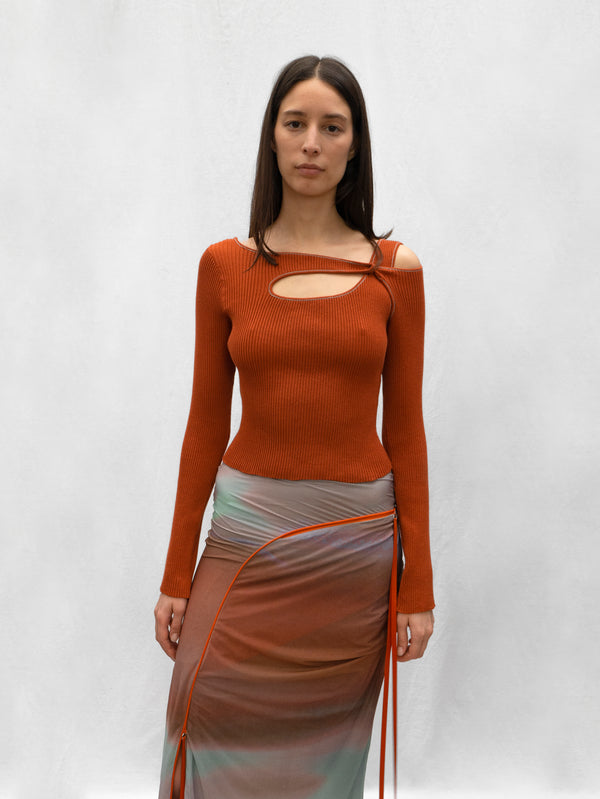 Score Knit Top Orange-René Scheibenbauer-APOC STORE