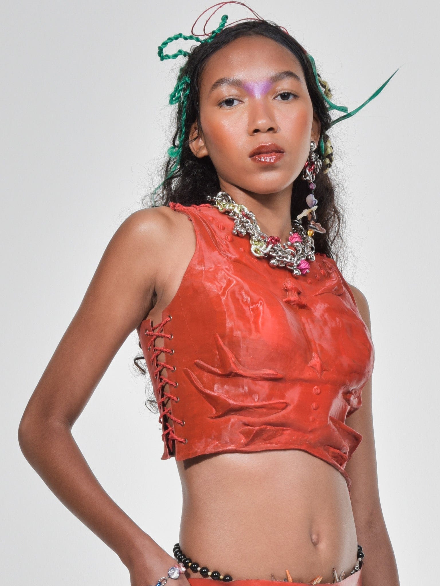 Crimson Red Torax Latex Top-VEREDAS-APOC STORE