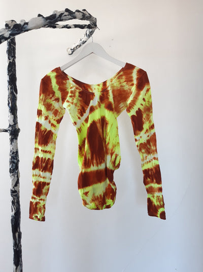 Hand Dyed Bodysuit Brown Green-Celia Calderón Asensio-APOC STORE