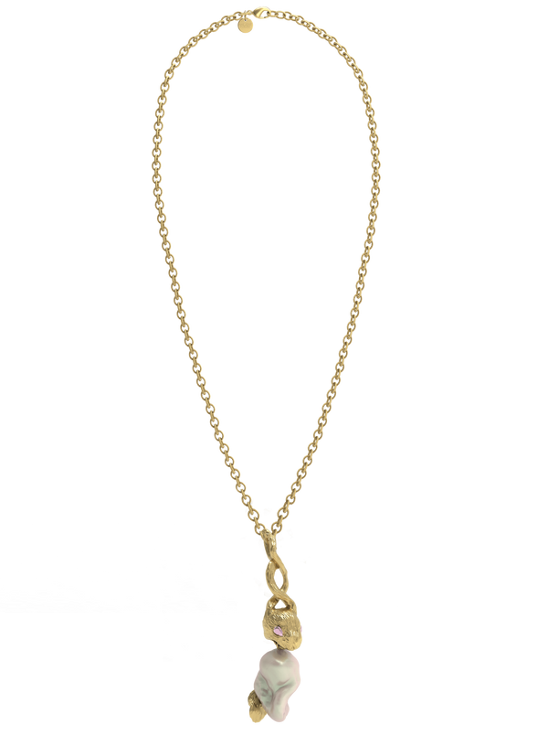 Gold Lucky Rabbit Pearl Necklace-Ancient Future-APOC STORE