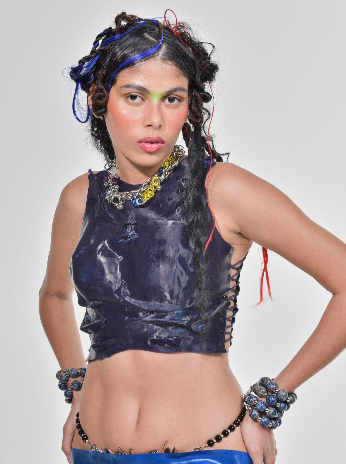 Dark Navy Torax Latex Top-VEREDAS-APOC STORE