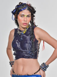 Dark Navy Torax Latex Top-VEREDAS-APOC STORE