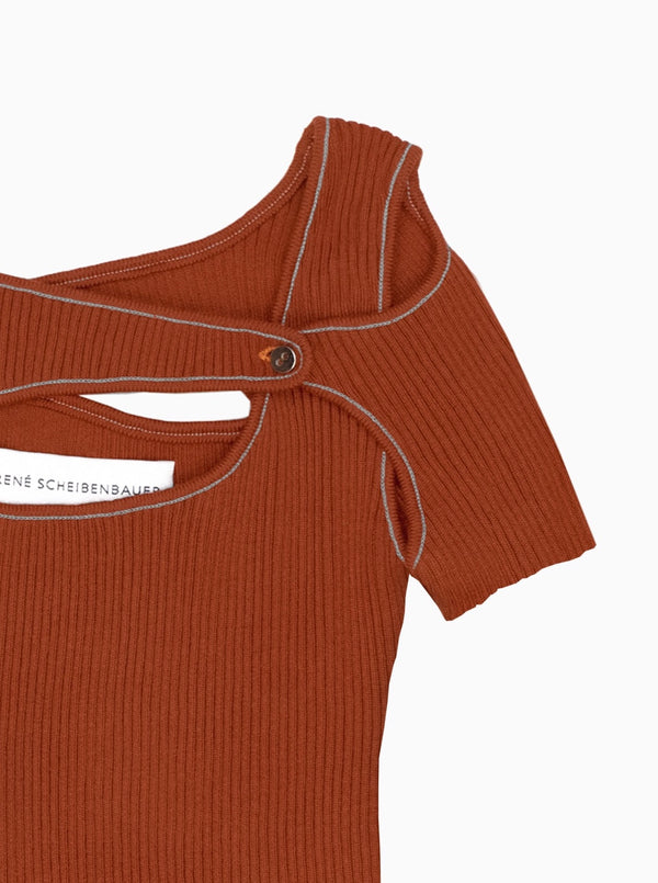 Knit Top Shortsleeve Orange-René Scheibenbauer-APOC STORE